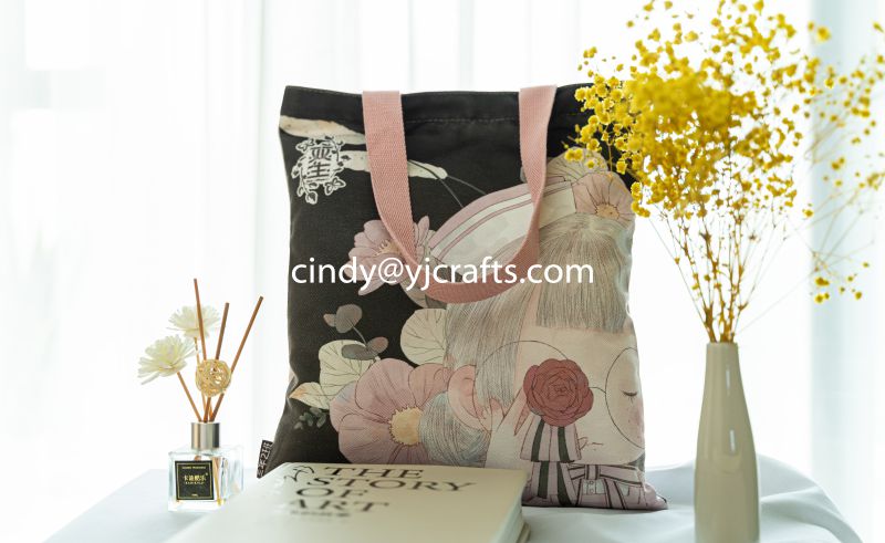 wholesale custom little flower printing organic cotton canvas tote bag –  Yijiang Crafts Bag Factory